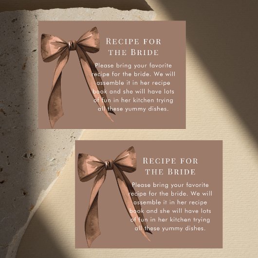 Mocha Brown Bow Recipe Request Bridal Shower Informatiekaartje