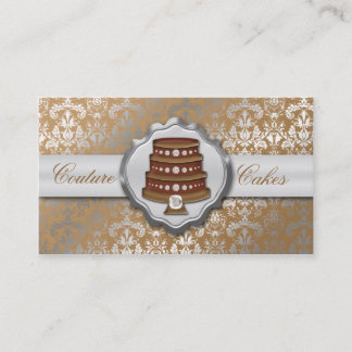 Mocha Brown Cake Couture Glitzy Damask Cake Bakery Visitekaartje