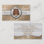 Mocha Brown Cake Couture Glitzy Damask Cake Bakery Visitekaartje (Voorkant / Achterkant)