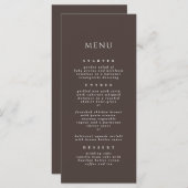 Mocha Brown Chic Modern Elegant Diner Huwelijk Menu (Voorkant / Achterkant)