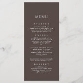 Mocha Brown Chic Modern Elegant Diner Huwelijk Menu (Voorkant)