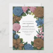 Mocha Brown, Dusty Blue & Soft Pink Floral Wedding Kaart (Voorkant)