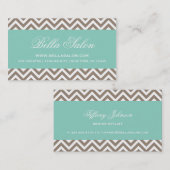 Mocha Brown en Aqua Modern Chevron Stripes Visitekaartje (Voorkant / Achterkant)
