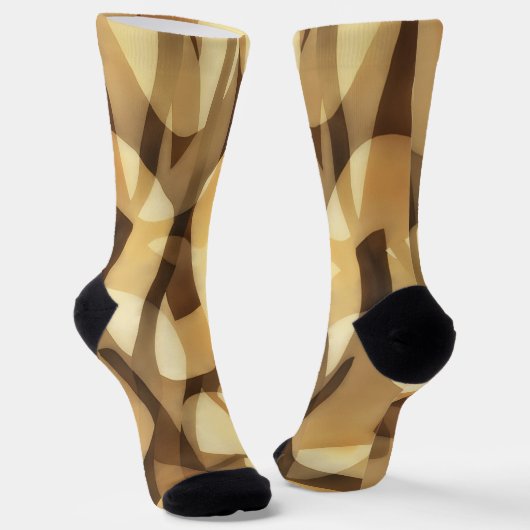 Mocha Brown en Tan Crazy Sokken Art (Gebogen)