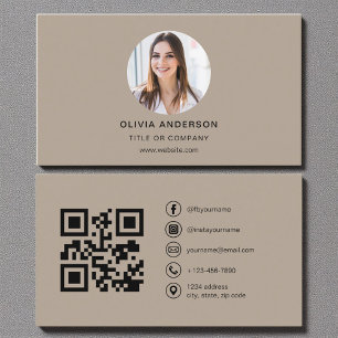 Mocha Brown Foto met QR Code Sociale Media Visitekaartje