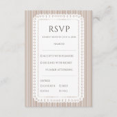 Mocha Brown French Stripe Lace Wedding RSVP Informatiekaartje (Voorkant)