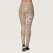 Mocha Brown geometrisch mandala patroon Leggings (Achterkant)