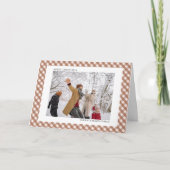 Mocha Brown Gingham Horizontal 2 Foto Kerstmis Feestdagen Kaart (Voorkant)