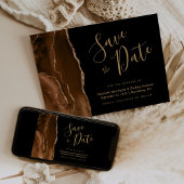 Mocha Brown Gold Agaat Black Save the Date Kaart