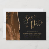 Mocha Brown Gold Agaat Black Save the Date Kaart (Voorkant)