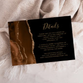Mocha Brown Gold Agaat Black Wedding Details Informatiekaartje