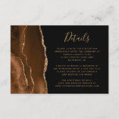 Mocha Brown Gold Agaat Black Wedding Details Informatiekaartje (Voorkant)