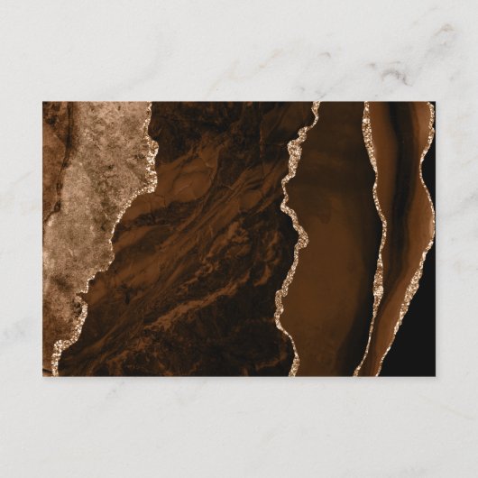 Mocha Brown Gold Agaat Black Wedding Details Informatiekaartje (Achterkant)