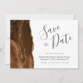 Mocha Brown Gold Agaat Save the Date Kaart (Voorkant)