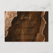Mocha Brown Gold Agate Script Wedding Details Informatiekaartje (Voorkant)