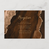 Mocha Brown Gold Agate Script Wedding Reception Informatiekaartje (Voorkant)