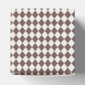 Mocha Brown Harlequin Checkered Bridal Shower Bedankdoosjes (Bovenkant)
