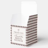 Mocha Brown Harlequin Checkered Bridal Shower Bedankdoosjes (Geopend)