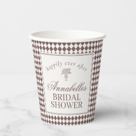 Mocha Brown Harlequin Checkered Bridal Shower Papieren Bekers