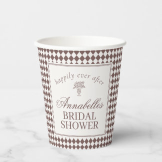 Mocha Brown Harlequin Checkered Bridal Shower Papieren Bekers