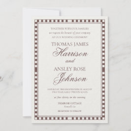 Mocha Brown Harlequin Checkered Wedding Kaart
