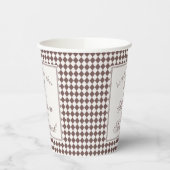 Mocha Brown Harlequin Checkered Wedding Papieren Bekers (Links)