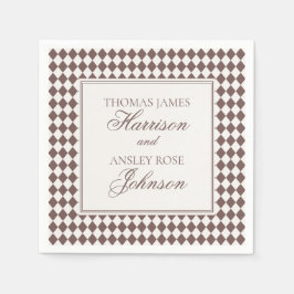Mocha Brown Harlequin Checkered Wedding Servet