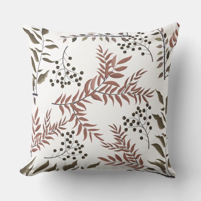 Mocha Brown Leaf/Sparking Brown Pillow Kussen (Voorkant)