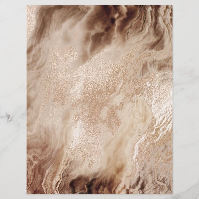 Mocha Brown Marble Gold 2 Sided Scrapbook Paper (Voorkant)