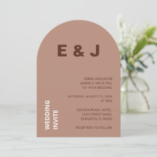 Mocha Brown Modern Wedding Invitation Kaart