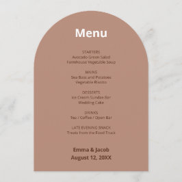 Mocha Brown Modern Wedding Menu Kaart