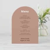 Mocha Brown Modern Wedding Menu Kaart (Staand voorkant)