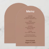 Mocha Brown Modern Wedding Menu Kaart (Voorkant / Achterkant)
