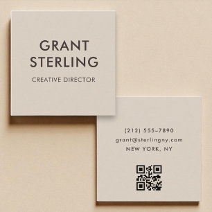 Mocha Brown Moderne Minimale Typografie QR-code Vierkante Visitekaartje