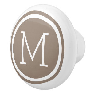 Mocha Brown Monogram gepersonaliseerde ladeknop Keramische Knop