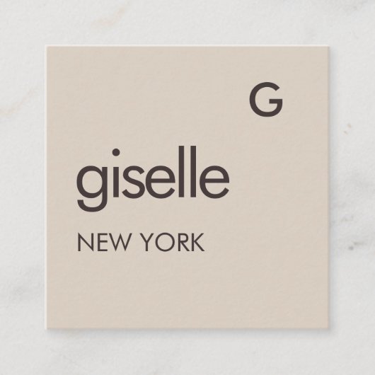 Mocha Brown Monogram QR Code Minimalist Vierkante Visitekaartje (Voorkant)