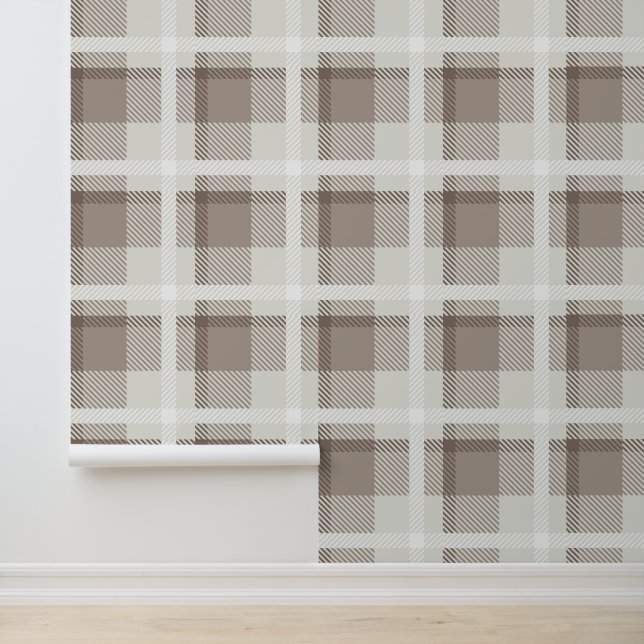 Mocha Brown Moroccan buffalo plaid check  Behang (Applicatie)