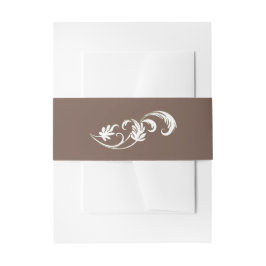 Mocha Brown Mousse met  Rococo Flourish Uitnodigingen Wikkel