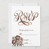 Mocha Brown Paint Peony Wedding RSVP Kaarten (Voorkant)