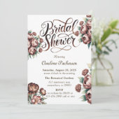 Mocha Brown Painted Peony Vrijgezellenfeest Kaart (Staand voorkant)