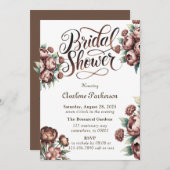 Mocha Brown Painted Peony Vrijgezellenfeest Kaart (Voorkant / Achterkant)