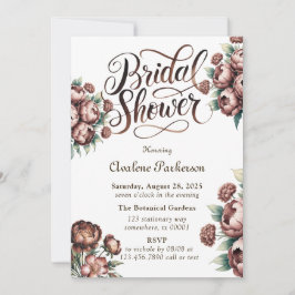 Mocha Brown Painted Peony Vrijgezellenfeest Kaart