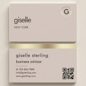 Mocha Brown QR Code Faux Gold Folie Monogram Visitekaartje