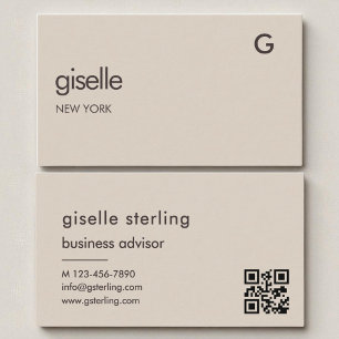 Mocha Brown QR-code minimalistisch monogram Visitekaartje