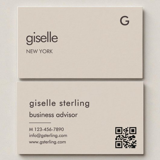Mocha Brown QR-code minimalistisch monogram Visitekaartje