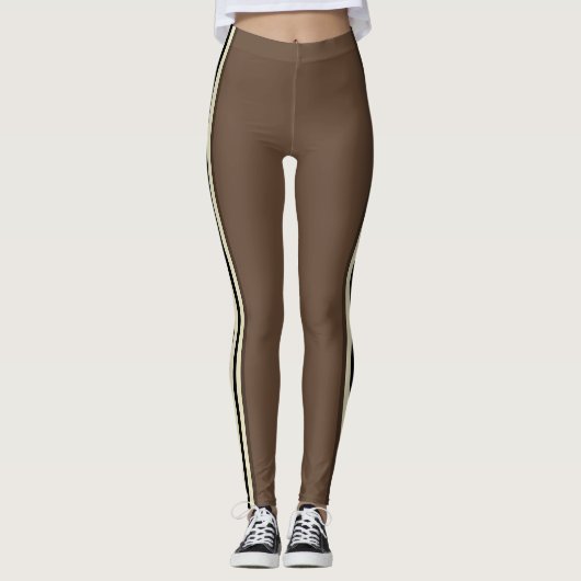 Mocha Brown Racing Stripes Leggings (Voorkant)