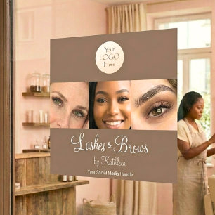 Mocha Brown Script Logo Foto Wimpers Wenkbrauwen S Raamsticker
