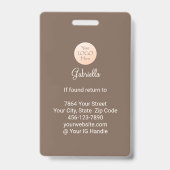 Mocha Brown Script Logo Photo Lashes and Brows Badge (Achterkant)