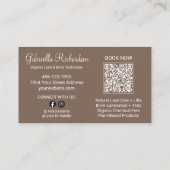 Mocha Brown Script Photo QR Code Brows and Lashes Visitekaartje (Achterkant)