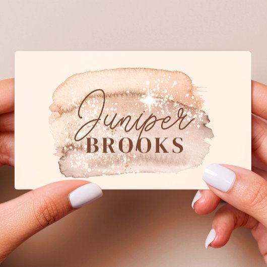 Mocha Brown Sociale Media QR Code Glitter Visitekaartje